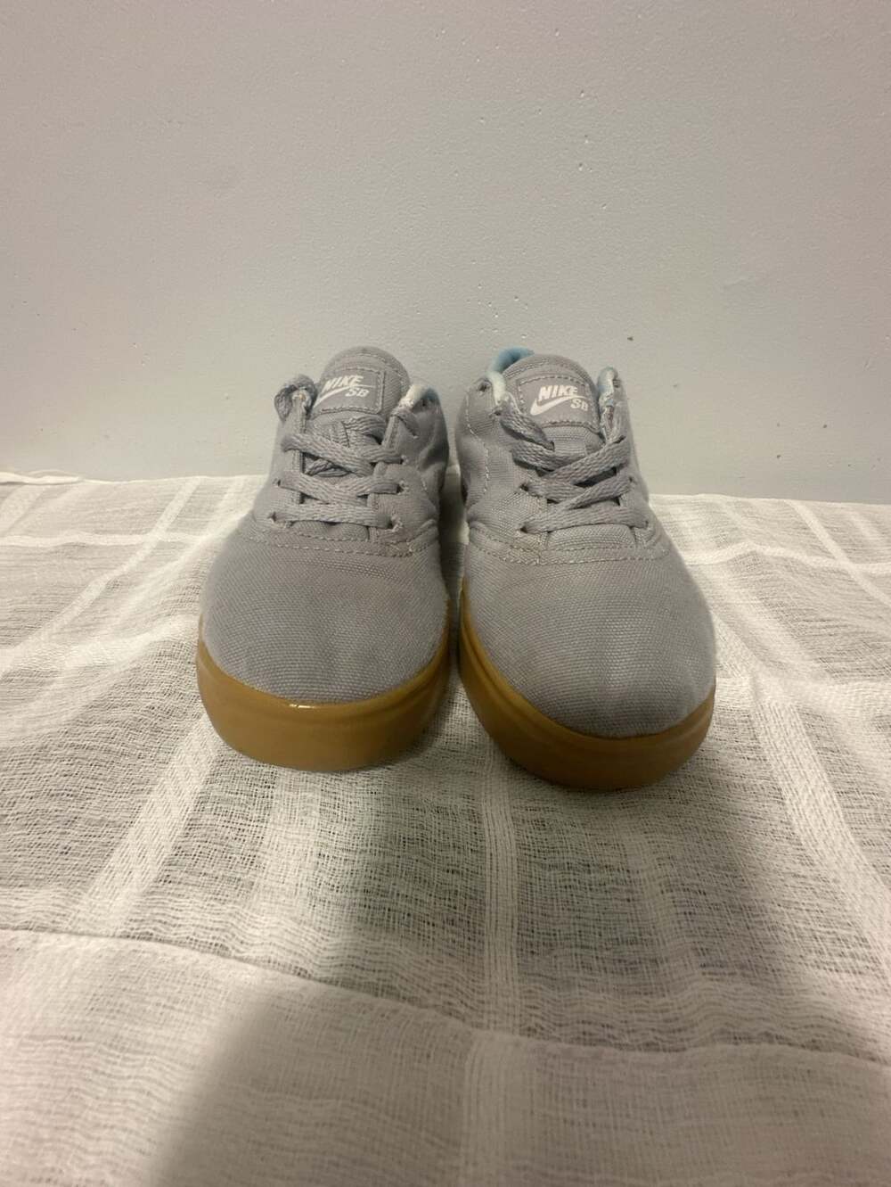 Nike SB Check Skateboarding Shoes Grey Canvas Gum Sole